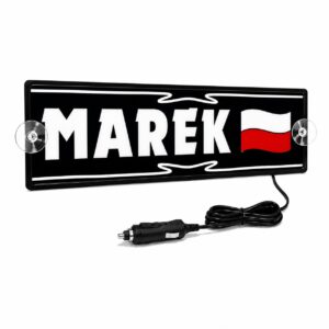 Tablica LED imienna Tabliczka z imieniem podświetlana do ciężarówki 24V 12V ROZMIAR L FLAGA POLSKI + OBRAMÓWKA