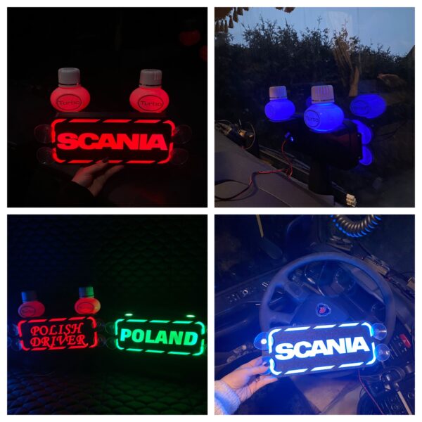 UCHWYT pod POPPY/TURBO PODŚWIETLANA TABLICZKA PODSTAWKA LED TIR RGB do Ciężarówki FAKE TAXI